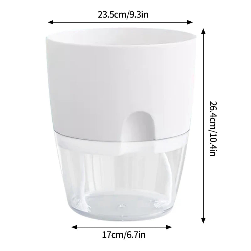 Plastic self-watering flower jar for succulent plants - White XL