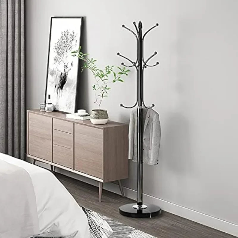 Marble-Base Metal Coat Rack, 12-Hook Hall Tree, Style Two - view 4