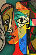 Contemporary Abstract Picasso-Style Cubist Painting - PF24290 / 58x90cm unframed