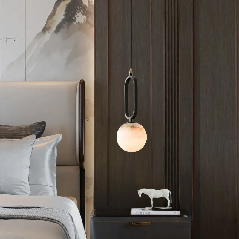 Simple and Luxury Bedroom, Bedside G9 Small Chandelier Living Room Sofa Background Wall All Copper Natural Marble Decoration - view 3