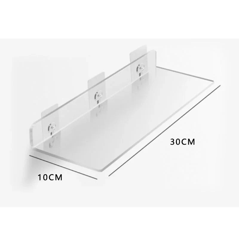 Transparent acrylic floating wall shelf for organized storage - L 30x10cm