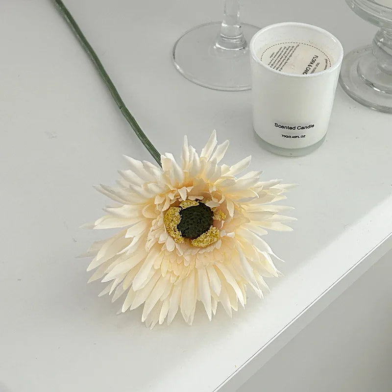 Artificial flower gerbera for wedding decoration and vase - Beige