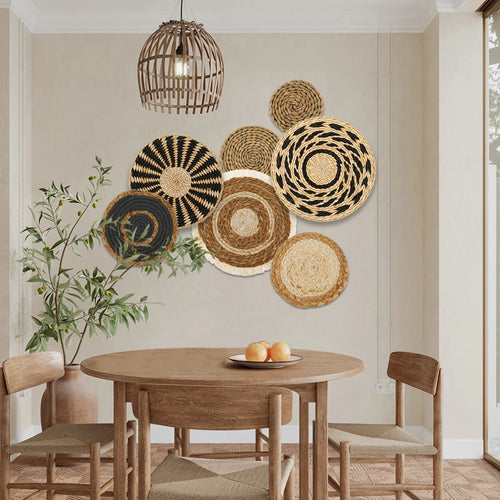 7-Pack Boho Seagrass Woven Wall Basket Decor