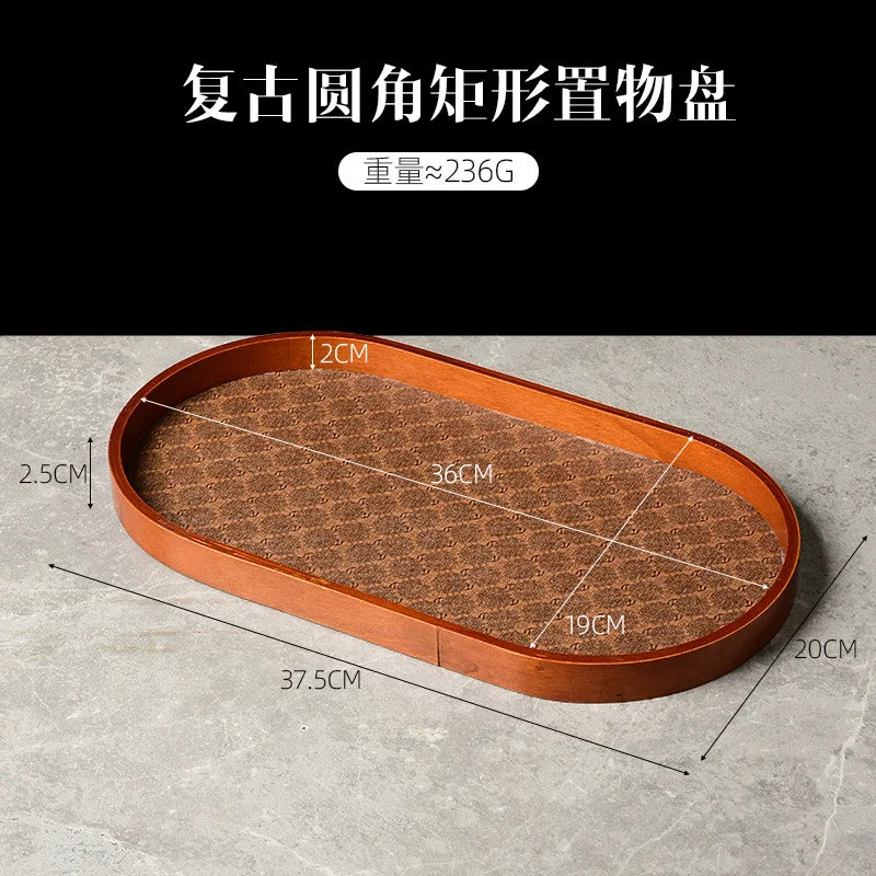 Luxury leather tea plate for decorative storage and jewelry - D