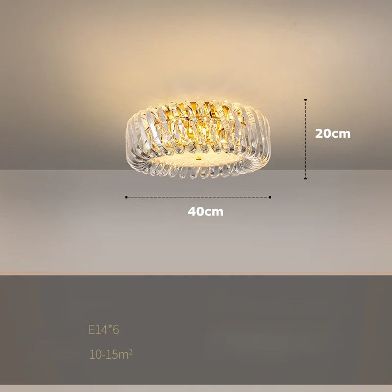 Glass chandelier art decorative crystal with variable intensity trend 2024 - Warm light / 40cm ceiling lamp / Gold frame