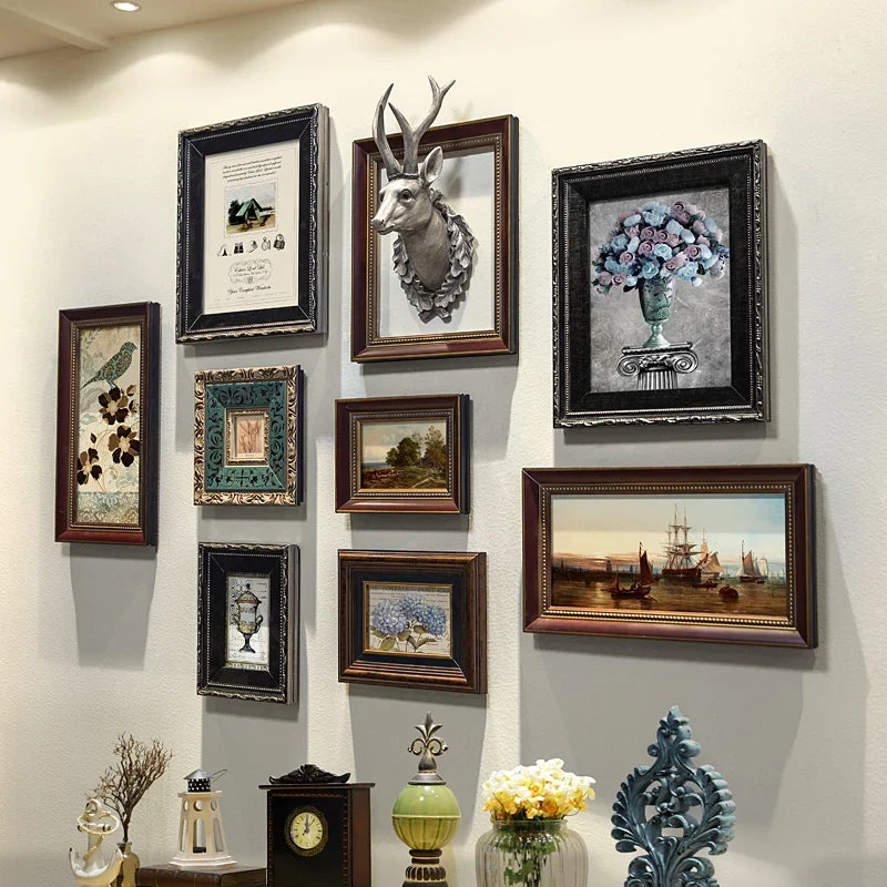 Retro wooden photo frame for interior decoration - K
