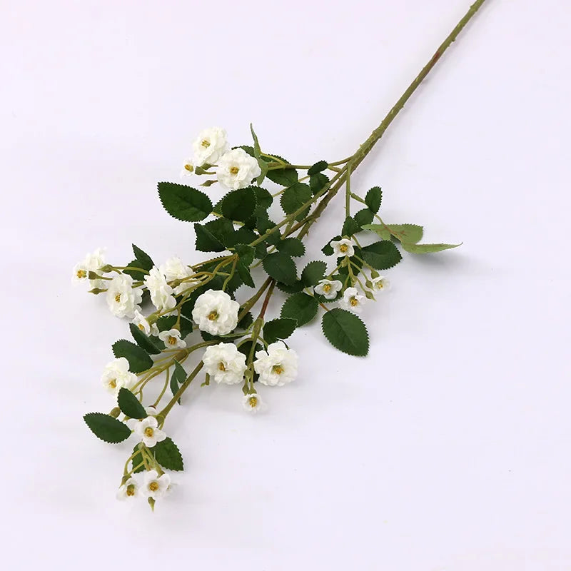 Romantic Set of 5 Artificial Silk Rose Wines - White