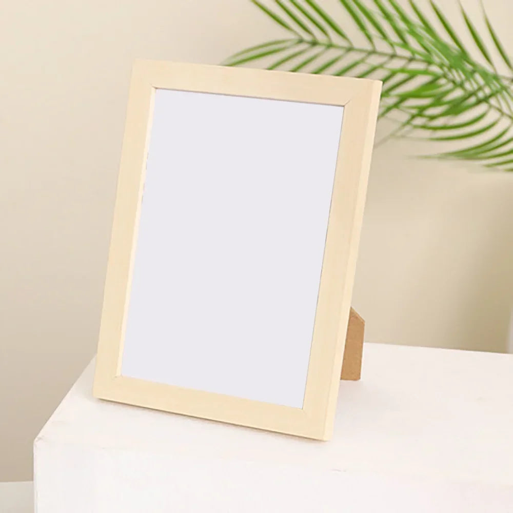 Wooden picture frame for family portraits and weddings, Design 2 - White Wood / 6 pouces (10,1 x 15,2 cm)