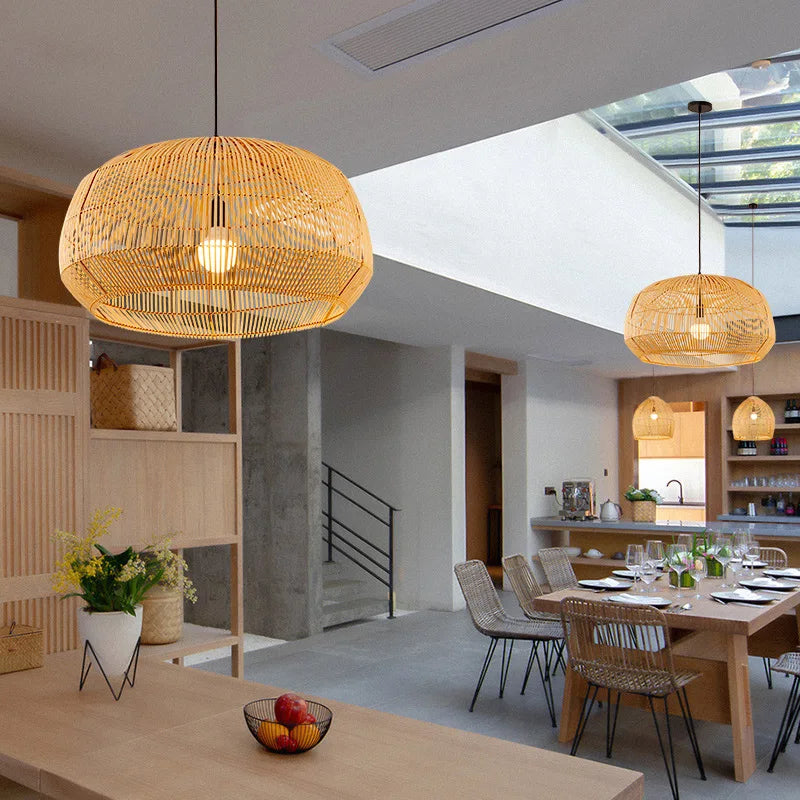 Vintage pendant light in Chinese style bamboo hand made for interior decoration - view 4