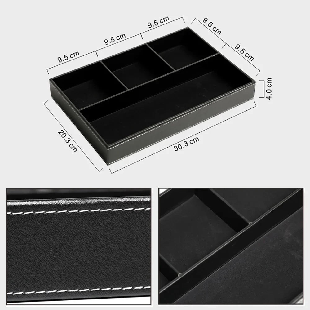 Leather storage tray with 5 practical compartments - view 5