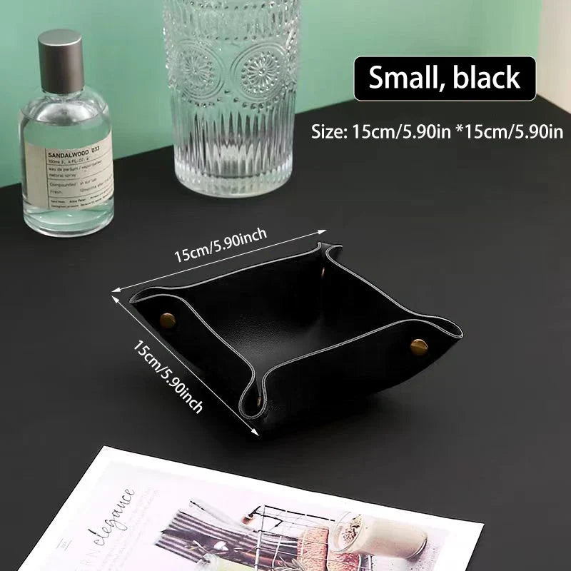 Leather Key and Cosmetic Storage Box, Medium or Large - Trompette noire