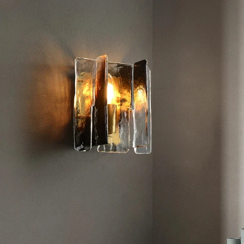 Elegant Nordic design glass and copper wall sconce