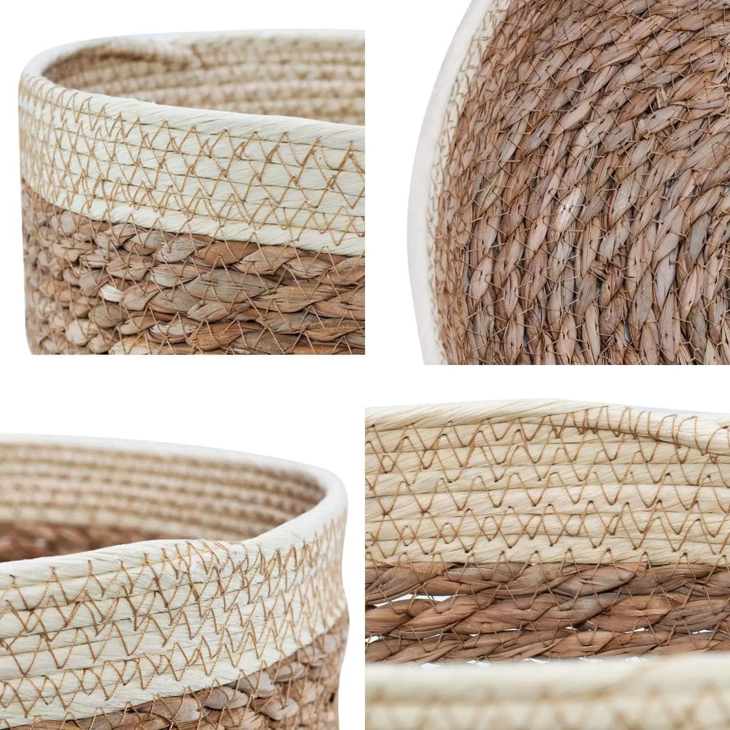 3 Size Woven Storage Basket, Organize Straw Cosmetics Storage Basket, Snack Food Storage Table Basket Made of Cattail Material - view 4