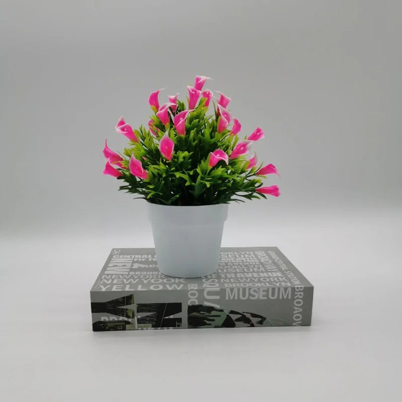 Artificial plant bonsai flower pot interior and exterior decoration - Pink