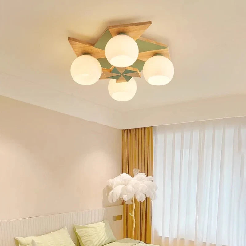 Ceiling lamp windmill in logs for retro Nordic children's room - view 4