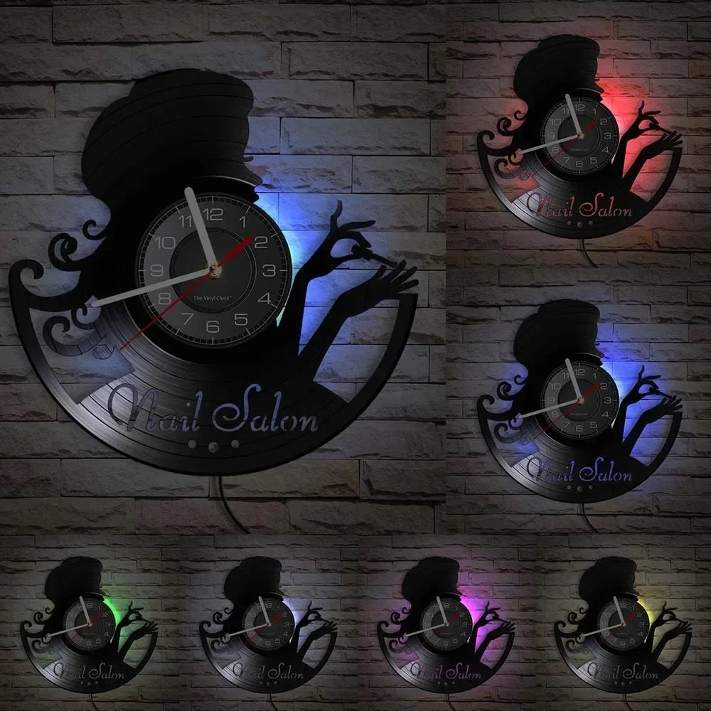 Vinyl wall clock for manicure and beauty salon - With LED20