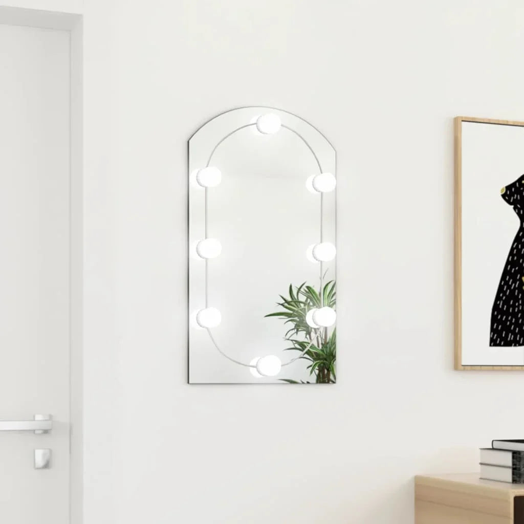 Glass arch mirror with decorative wall led lighting - view 2