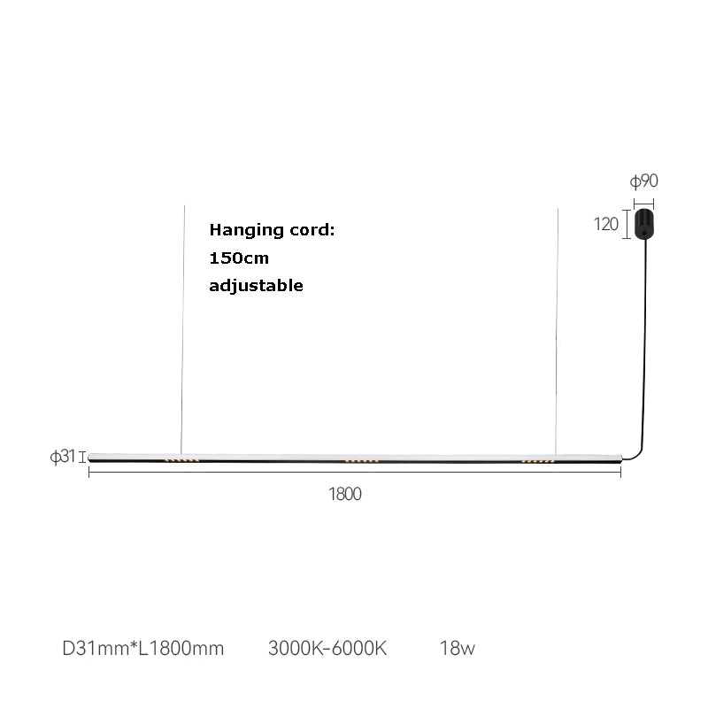 LED square ceiling with manual sensor trend 2024 modern lighting - Neutral light / 1800 mm / Black frame