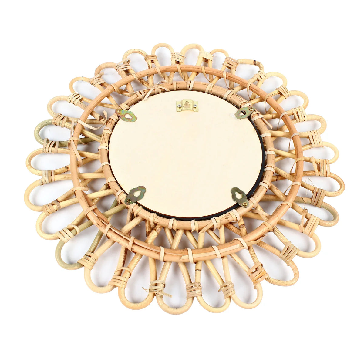 Wall Mirror, Round Wicker Rattan Decorative Mirror, Rustic Natural Rattan Wall decor with Mounted Frame for Bathroom Hallway - view 5