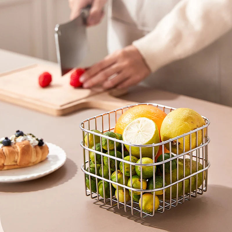 Stainless steel storage basket for fruit and vegetables