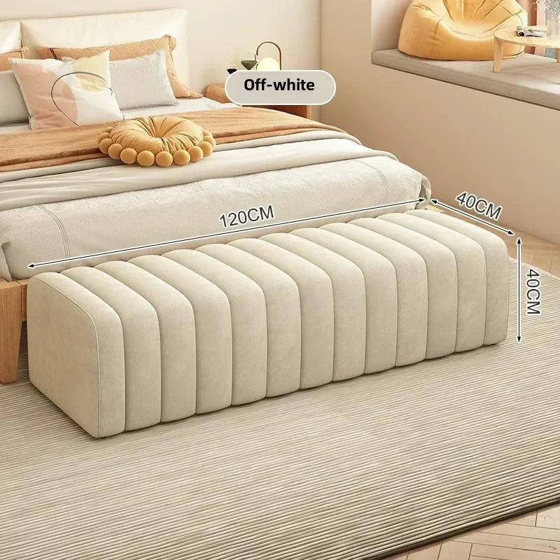 Modern design shoe bench with soft and comfortable footrest - White Length 120CM