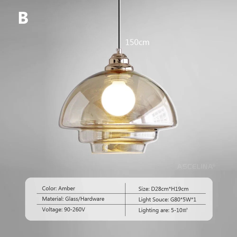 Decorative pendant light in modern Nordic plated glass - B / White Light