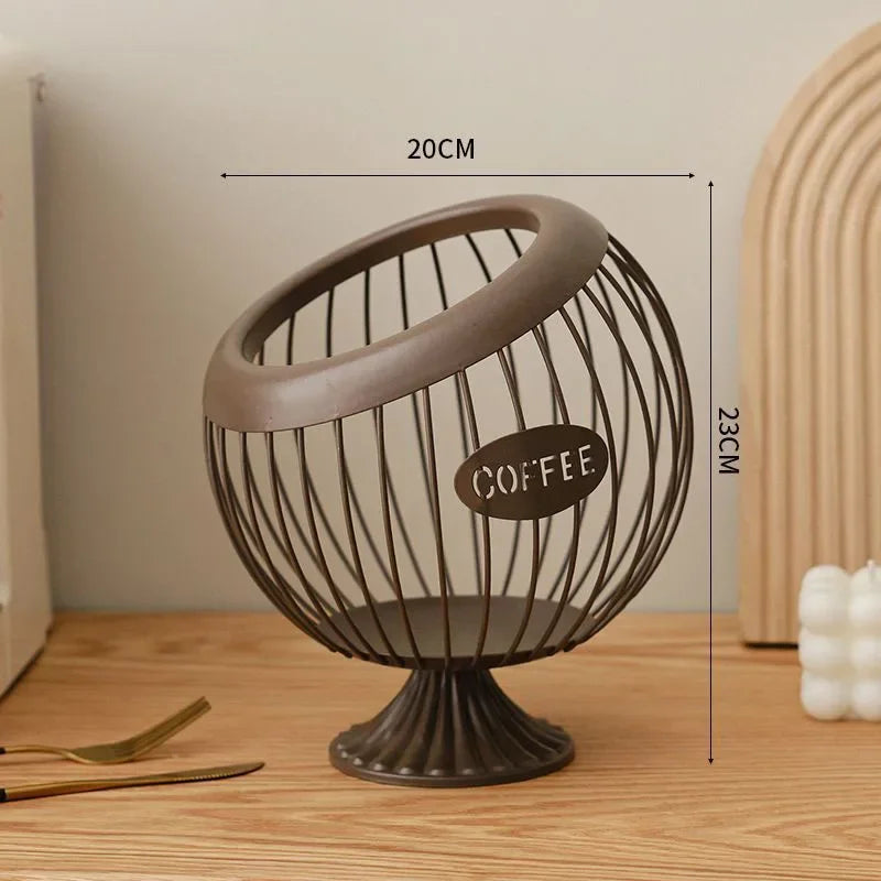 Elegant metal fruit basket for storage and decoration - Ca Khaki