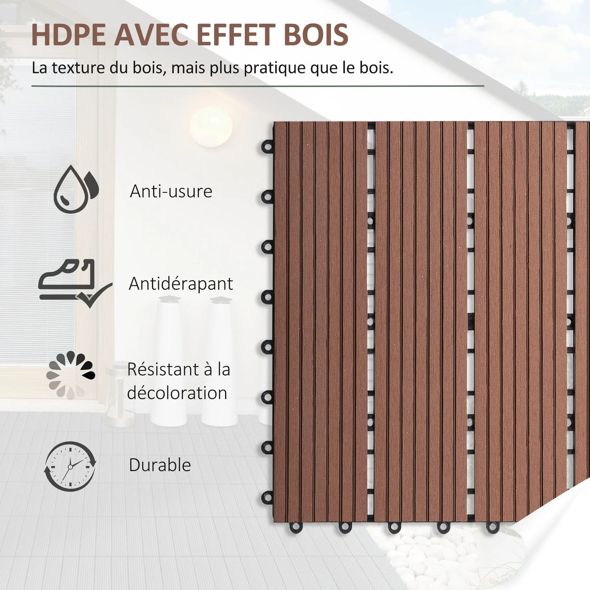 30x30 cm Outdoor Interlocking Deck Tiles Slip-Resistant - view 4
