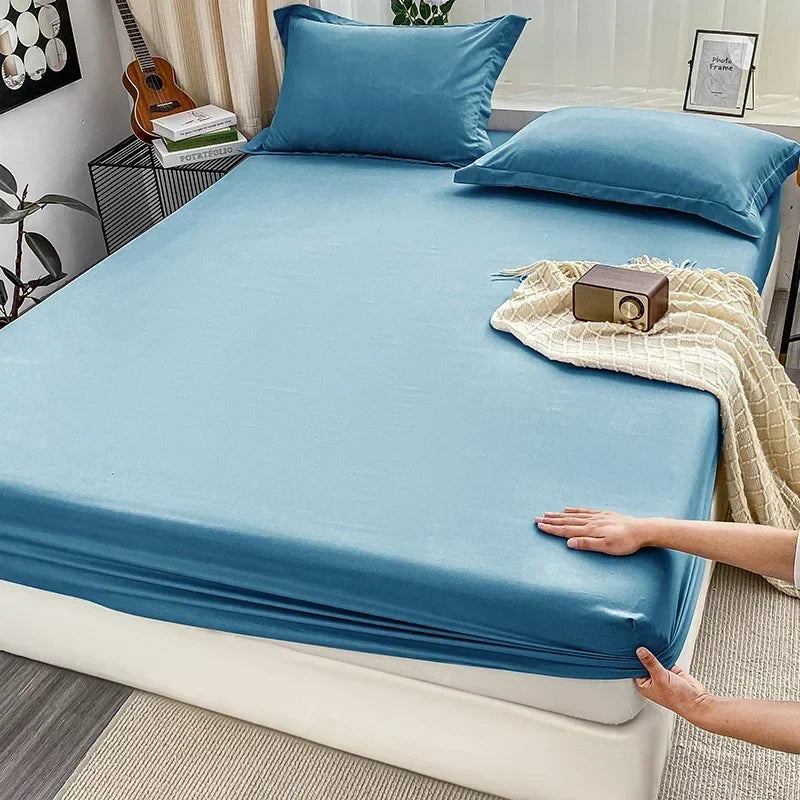 Premium Solid Color Brushed Fitted Sheet,Ultra-Soft Sateen Weave for Cozy Nights - Hypoallergenic and Easy Care Bedding - view 6