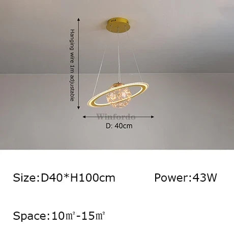 Creative pendant light earth moon football original design - Style A Gold D40cm / Adjustable Brightness