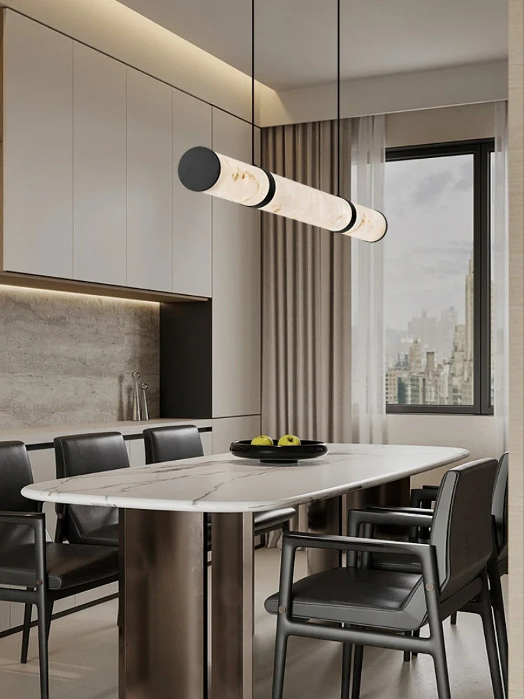 Modern Minimalist All Copper Light Luxury Resin Dining Table Island, High-end Long Strip Straight Line Lighting Decorative Lamp - view 4
