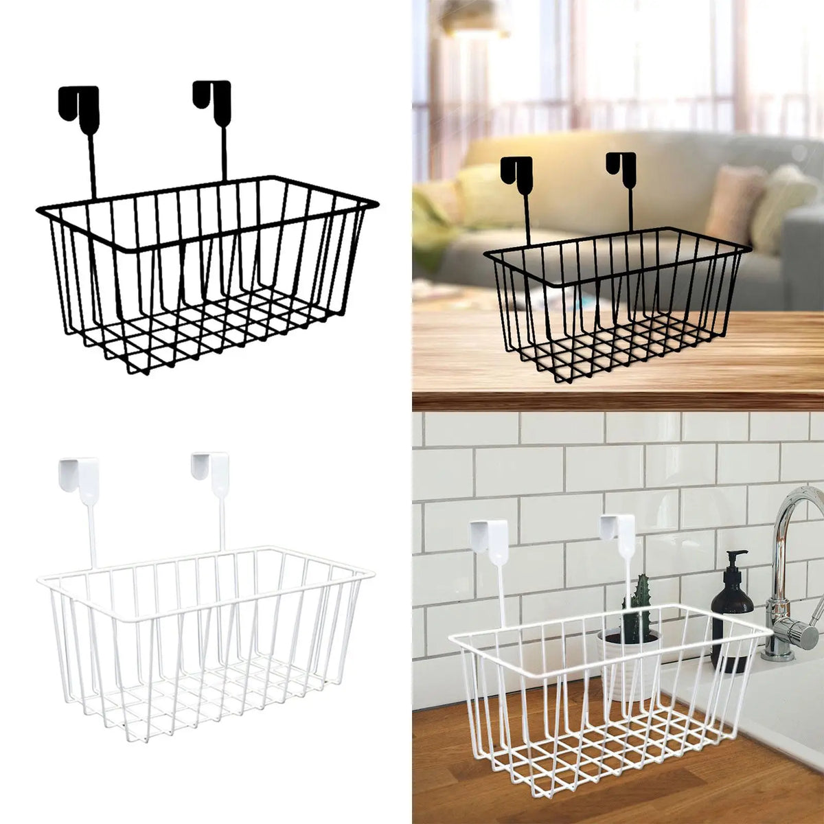 Over the closet door, organizer, basket, grid, storage baskets with hooks, wire - view 4