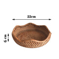 Round Rattan Woven Basket, Wicker Fruit Basket, Bread Food Kitchen Home decor Organizer, Breadbasket For Kitchen - 22x6cm