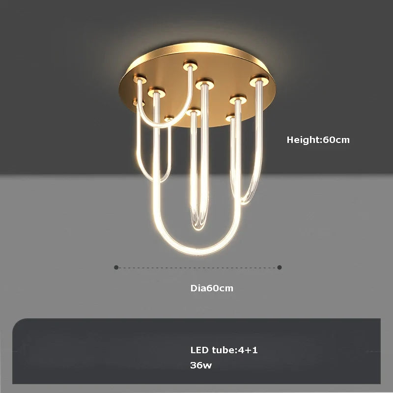 New trend 2022 post-modern led chandelier with variable intensity - Warm light / 60 cm round / Black