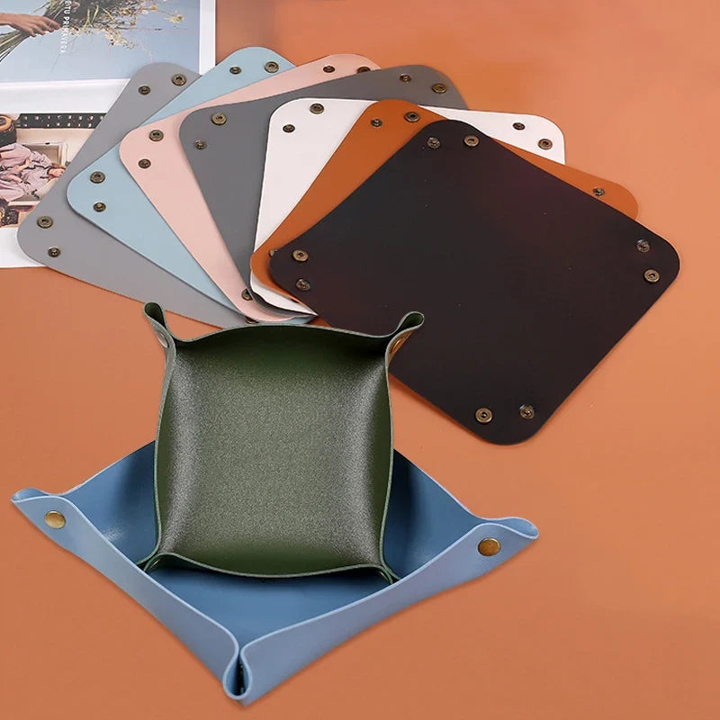 Nordic leather storage tray versatile office organizer - view 5