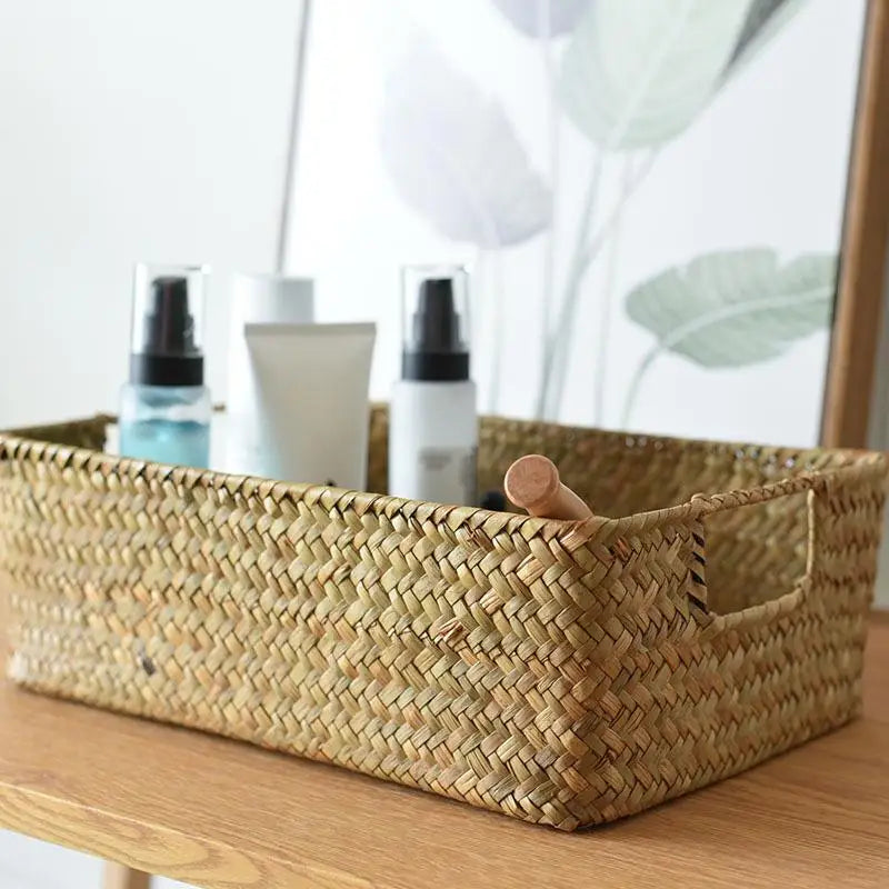 Weaving straw storage basket for organization - view 4