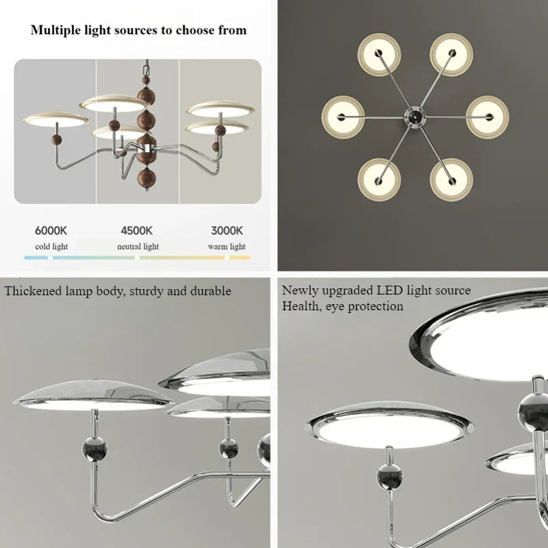 Modern Nordic design flying saucer with led light - view 4