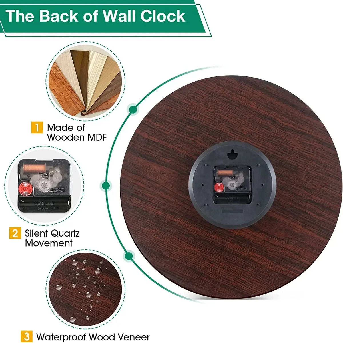 Silent retro wall clock for modern interior decoration - view 6
