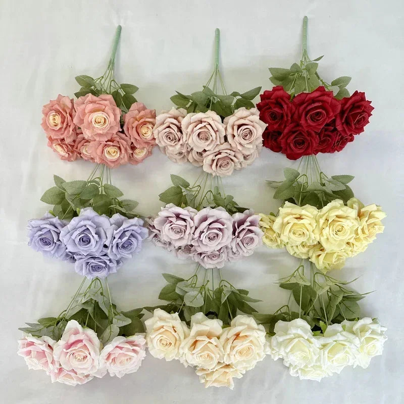 Bouquet of artificial silk rose wines for festive decoration - view 6