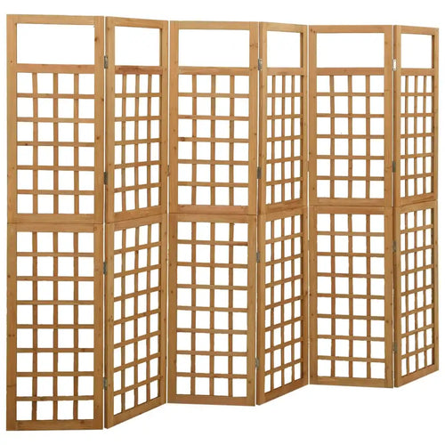 6-Panel Pine Wood Room Divider, 95.5x71 In