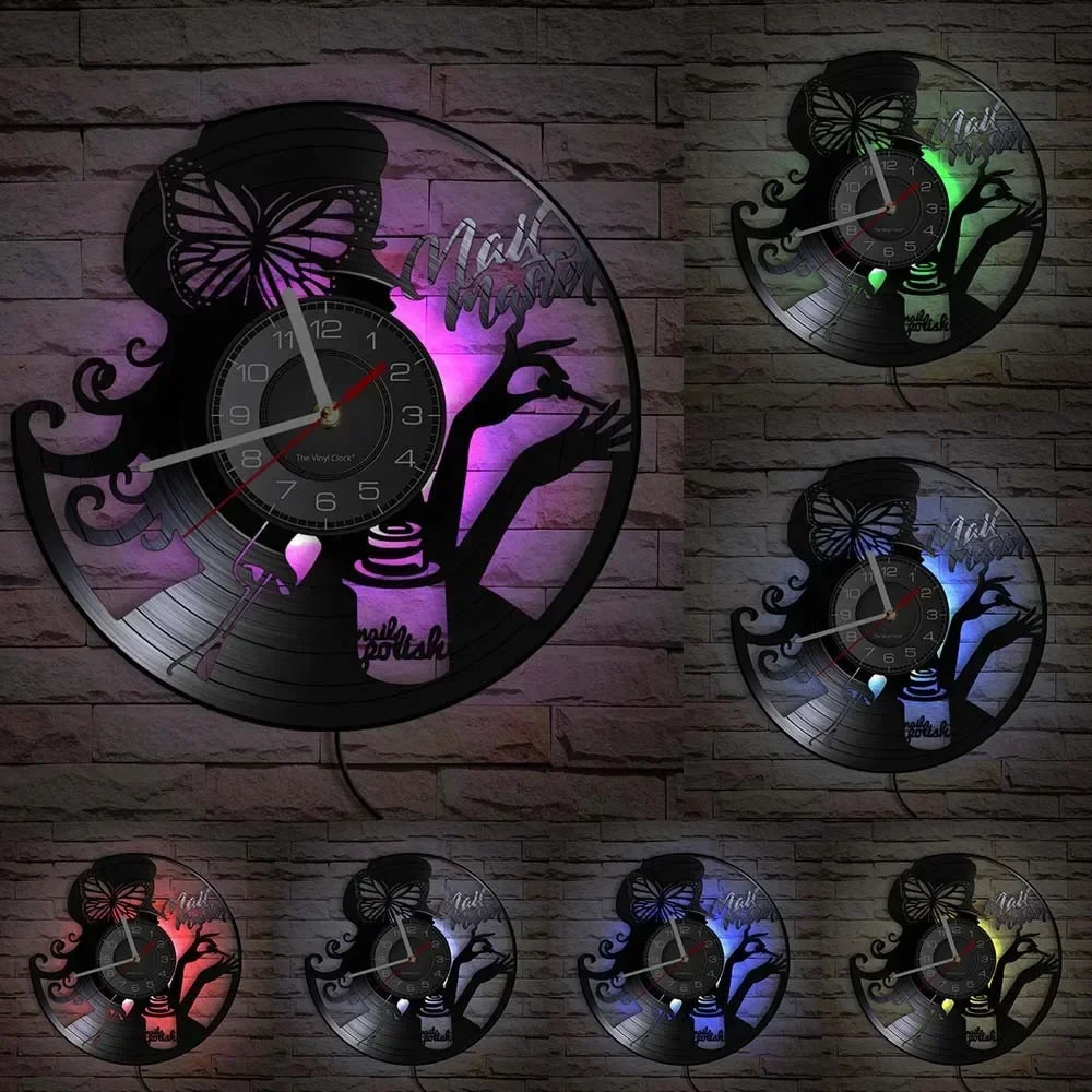 Vinyl wall clock for manicure and beauty salon - With LED8
