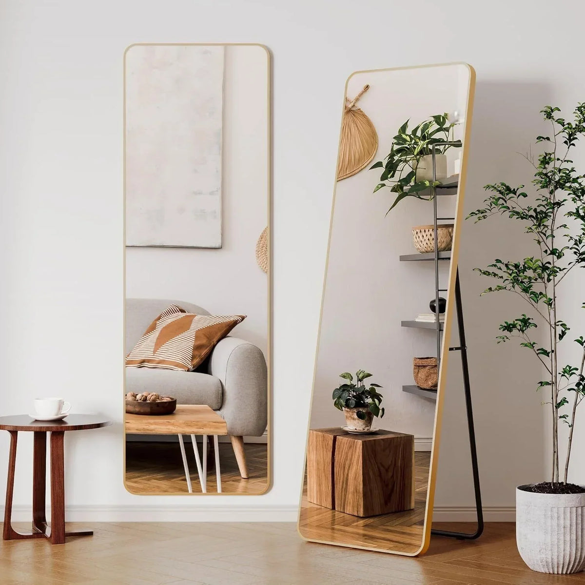 Free-Standing Full Length Mirror 162x53cm, Black or Gold - view 2