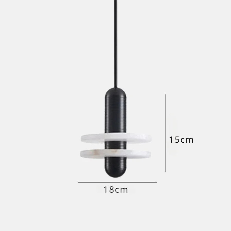 LED design marble pendant light for elegant interior - Black 18cm Double