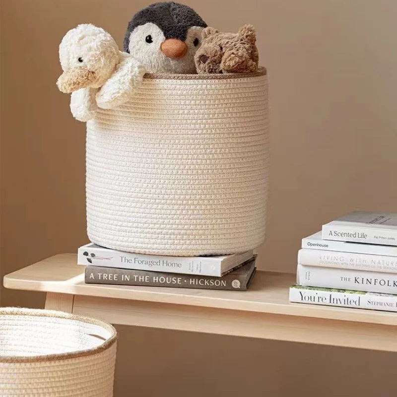Cotton Rope Basket Boho Nursery Woven Closet Storage Bins Organizer for Baby Toys,Diaper, Blankets,Magazine,Potted ,Living Room - view 2