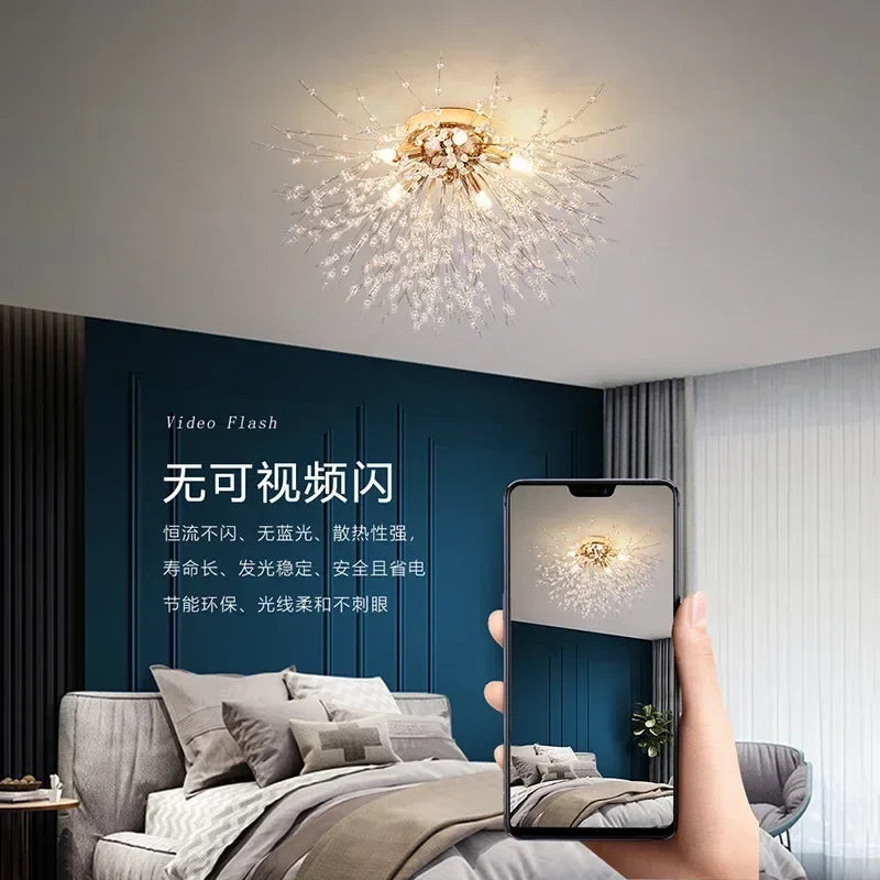 Modern Dandelion Crystal Pendant, Living Room, Dining Room, Bedroom Ceiling Light, Room Light, Fireball Decorative Light - view 6