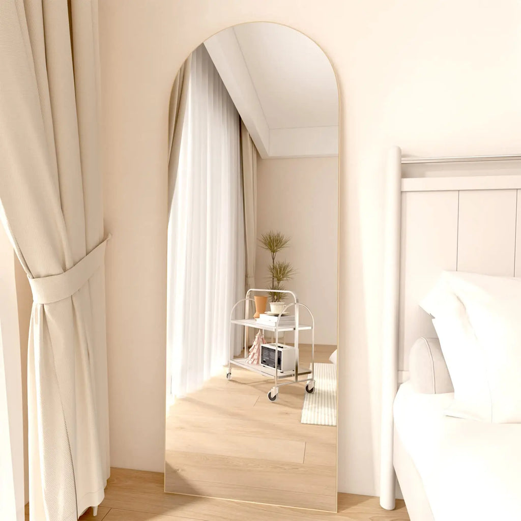 CASSILANDO Arched Full Length Mirror 64" x 21", Floor Standing Mirror, Unique Vertical Mirror, Gold Metal Frame Mirror - view 6