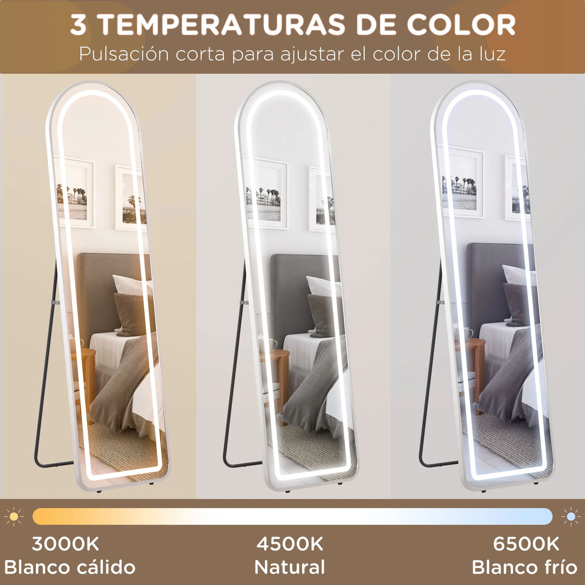 Integral mirror with led silver aluminum lighting - view 6
