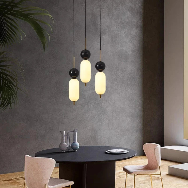 Minimalist glass chandelier creative natural marble lighting - view 2