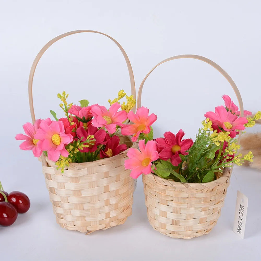 Multifunction Rattan Hand-made storage basket for kitchen or flowers - view 3