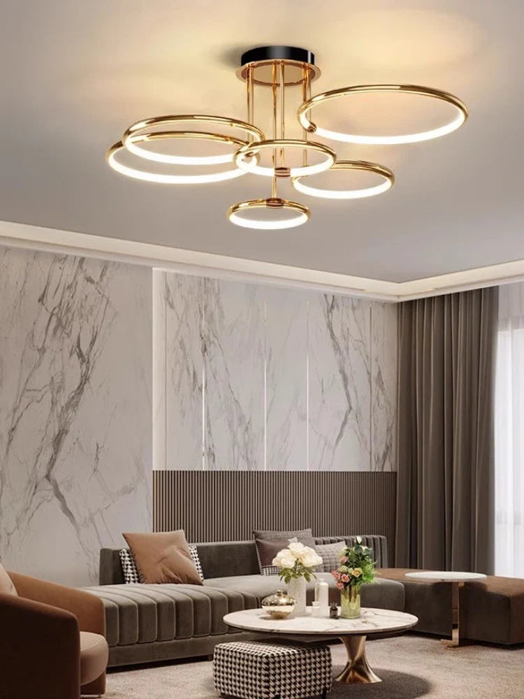 Modern decorative chandelier in ring for elegant interior